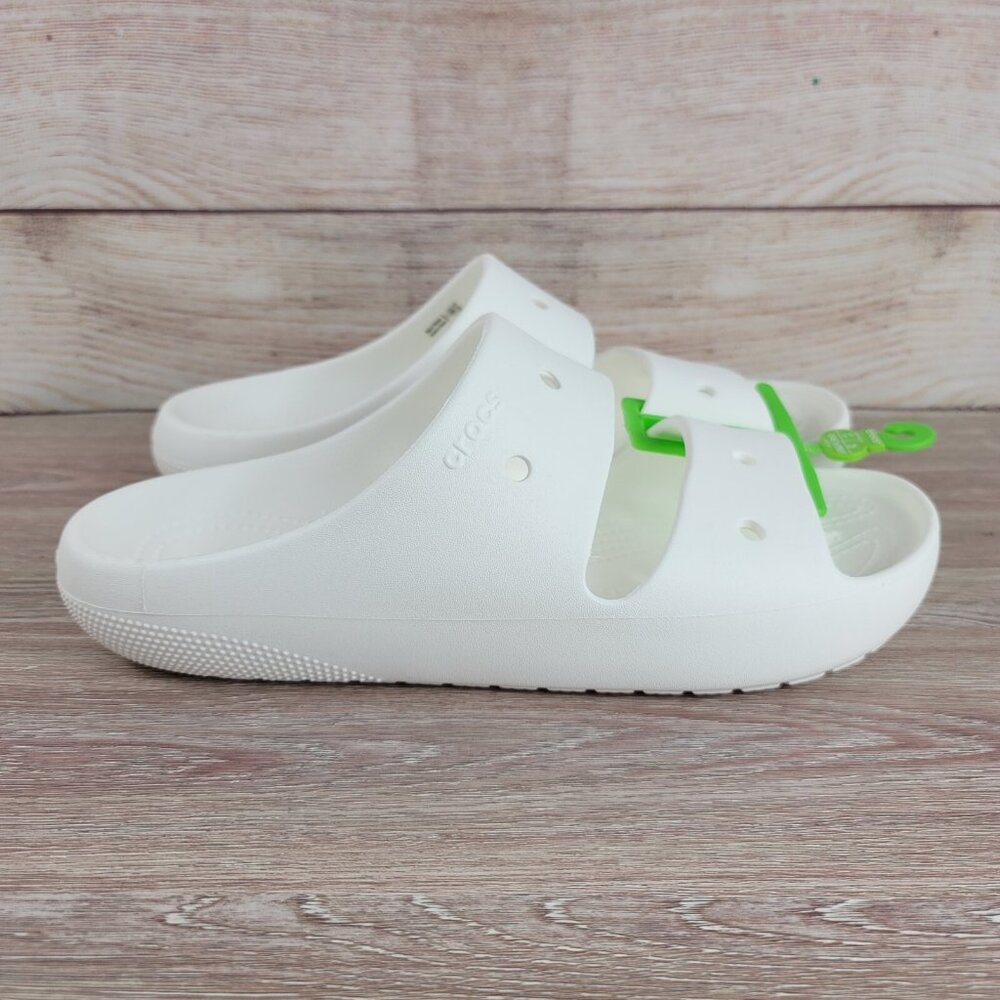 NEW Crocs Classic V2 Slides Sandals Men's Size 13 All White Comfort Water Shoes